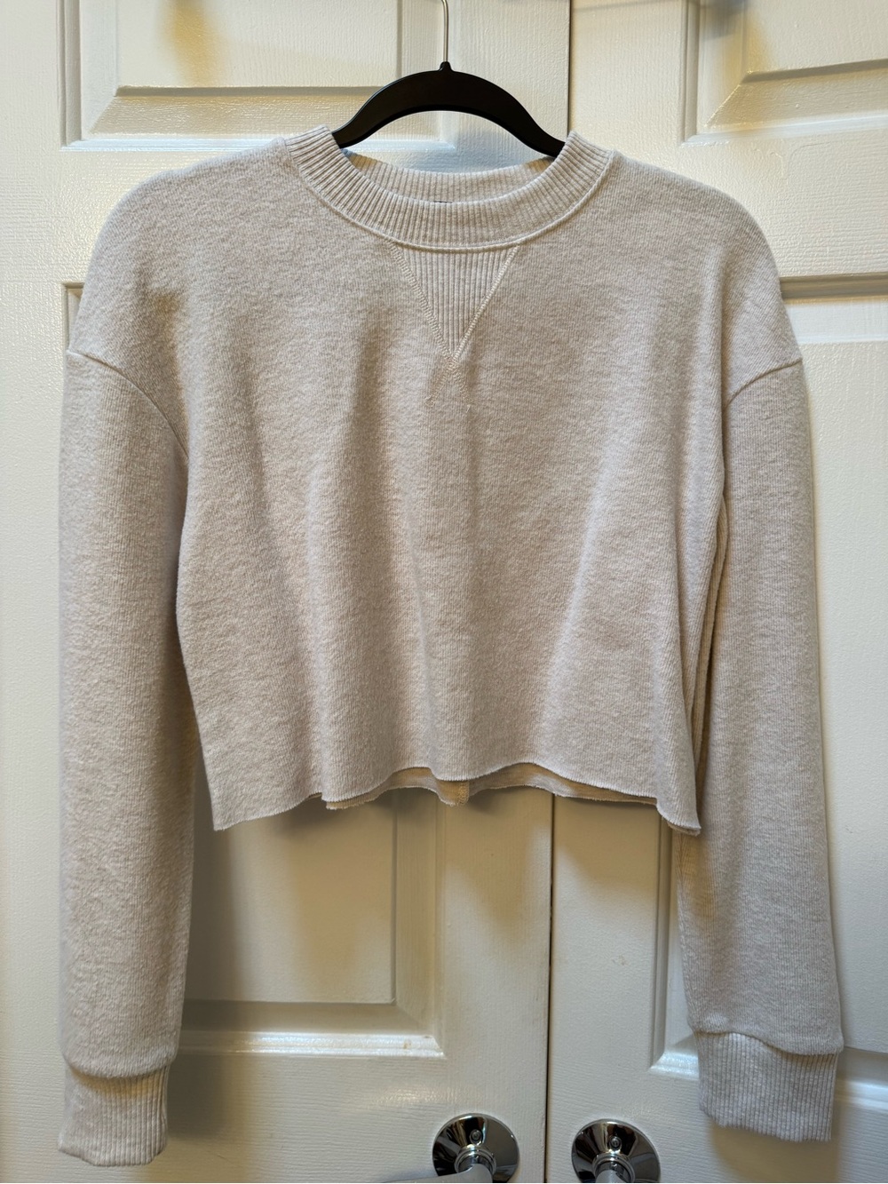 Zara Cropped Crewneck Sweater - Cream